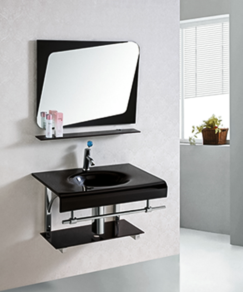 Stainless steel bracket,versatile at home,glass vanity wash basin with stainless steel stand cabinet JH-3068