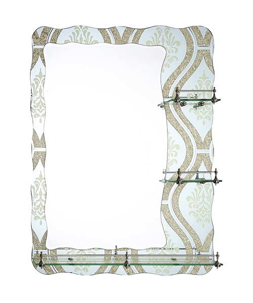 Double layer mirror,crystal decals,4MM, 5MM, Hot Sale Contemporary Bathroom Luxury Bathroom Simple Mirror with Shelf Traditional Mirror JH-8905